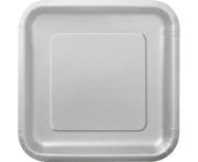 Opakowanie Talerzyki papierowe srebrne 23cm kwadratowe 14szt