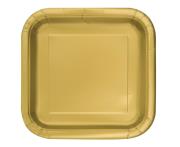 Opakowanie Talerzyki papierowe złote kwadratowe 18cm 16szt
