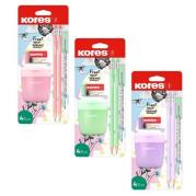 Opakowanie Temperówka + ołówki 2szt pastel mix