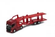 Opakowanie Tir Scania V8 R730 1:64 czerwona laweta WELLY