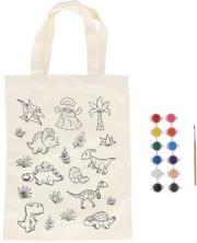 Opakowanie Torba płócienna do kolorowania z farbkami - Dino