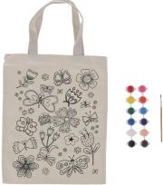 Opakowanie Torba płócienna do kolorowania z farbkami - Kwiaty