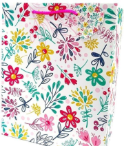 Opakowanie Torebka ozdobna matowa 26x32x12cm Kwiaty
