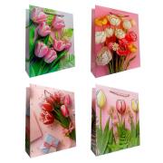 Opakowanie Torebka prezentowa uniwersal L Tulipany metal mix