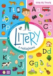 Uczę się i bawię Litery z naklejkami. Autor: Magda Malicka. Dadada.pl Okładka książki Uczę się i bawię Litery z naklejkami
