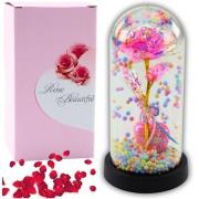 Opakowanie Wieczna róża w szkle oświetlenie LED różowa