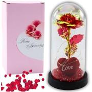 Opakowanie Wieczna róża w szkle oświetlenie LED serce czerw
