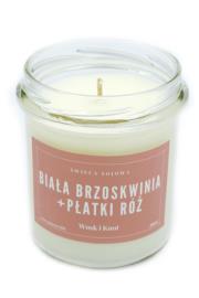 Zdjęcie produktu Wosk i Knot Świeca sojowa biała brzoskwinia i płatki róż 300ml