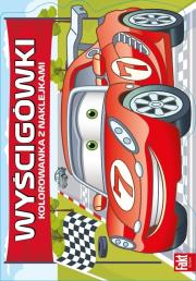 Wyścigówki. Kolorowanka z naklejkami. Autor:   Praca zbiorowa. Dadada.pl Okładka książki Wyścigówki. Kolorowanka z naklejkami