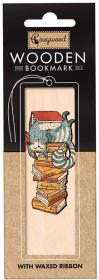 Zakładka drewniana Kot na książkach. Wydawca: Cozywood. Dadada.pl Opakowanie Zakładka drewniana Kot na książkach