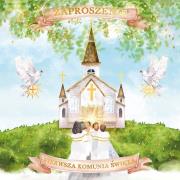 Opakowanie Zaproszenie KW - Komunia kościółek z dziećmi 5szt