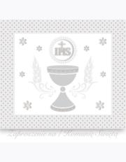 Opakowanie Zaproszenie kwadrat ZKW 120x120 Komunia zest. 57192 Dziecięce - Chłopiec, Dziewczynka, Grafika, Religia, Srebrne, Tłoczenie