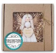 Opakowanie Zawieszka Anioł stróż. Biały. Długie włosy