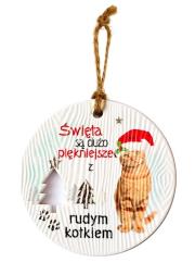 Opakowanie Zawieszka ceramiczna Boże Narodzenie kot rudy