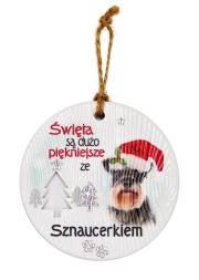 Opakowanie Zawieszka ceramiczna Boże Narodzenie Sznaucer