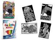 Opakowanie Zestaw 4 Kolorowanek Welwetowych + 12 Flamastrów Carioca - Akwarium