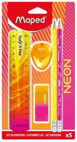 Zestaw artukułów szkolnych neon 5el MAPED. Wydawca: Maped. Dadada.pl Opakowanie Zestaw artukułów szkolnych neon 5el MAPED