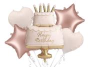 Opakowanie Zestaw balonów foliowych Tort Happy Birthday 5szt