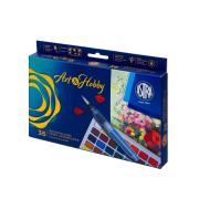 Zestaw farb akwarelowych ASTRA ART&HOBBY 36 kol + pędzelek wodny + paletka. Wydawca: ASTRA art-pap. Dadada.pl Opakowanie Zestaw farb akwarelowych ASTRA ART&HOBBY 36 kol + pędzelek wodny + paletka