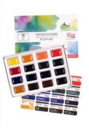 Opakowanie Zestaw farb akwarelowych w kostkach 16 kolorów