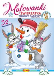 Zwierzątka- zimowe zabawy. Malowanki. Autor: Kruszewski Włodzimierz, Ernest Błędowski. Dadada.pl Okładka książki Zwierzątka- zimowe zabawy. Malowanki