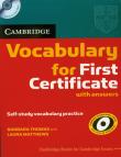Cambridge Vocabulary for First Certificate with answers z płytą CD. Autor: Thomas Barbara, Matthews Laura. Dadada.pl Okładka książki Cambridge Vocabulary for First Certificate with answers z płytą CD