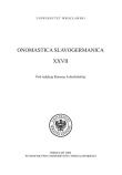 Opakowanie Onomastica Slavogermanica XXVII
