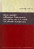 Okładka książki Prawne aspekty publicznego finansowania partii politycznych w Polsce i na poziomie europejskim