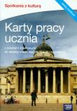 Spotkania z kulturą Karty pracy ucznia z tekstami źródłowymi do wiedzy o kulturze dla liceum i technikum. Autor: Matuszczak Maria, Niewiadomska Magdalena, Pieńkowska-Bartczak Beata. Dadada.pl Okładka książki Spotkania z kulturą Karty pracy ucznia z tekstami źródłowymi do wiedzy o kulturze dla liceum i technikum