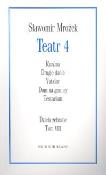 Teatr 4 Dzieła zebrane T VIII. Autor: Mrożek Sławomir. Dadada.pl Okładka książki Teatr 4 Dzieła zebrane T VIII