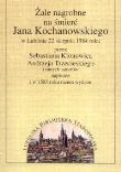 Żale nagrobne na śmierć Jana Kochanowskiego t.1. Wydawca: Norbertinum. Dadada.pl Opakowanie Żale nagrobne na śmierć Jana Kochanowskiego t.1