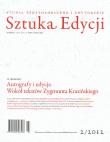 Opakowanie Sztuka Edycji 2(3)/2012 Autografy i edycje. Wokół tekstów Zygmunta Krasińskiego