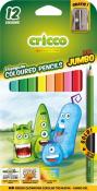 Okładka książki Kredki ołówkowe trójkątne Cricco 12 kolorów Jumbo XXL
