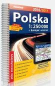 Polska. Atlas samochodowy 1:250 000 + Europa (2016/2017). Autor: praca zbiorowa. Dadada.pl Okładka książki Polska. Atlas samochodowy 1:250 000 + Europa (2016/2017)