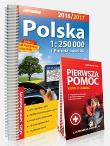 Polska. Atlas samochodowy 1:250 000 + pierwsza pomoc (2016/2. Autor: praca zbiorowa. Dadada.pl Okładka książki Polska. Atlas samochodowy 1:250 000 + pierwsza pomoc (2016/2