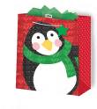 Opakowanie Torba prezentowa Pingwin brokat L