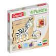 Drewniane klocki puzzle Jungle 6 elementów. Wydawca: Quercetti. Dadada.pl Opakowanie Drewniane klocki puzzle Jungle 6 elementów