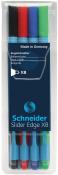 Opakowanie Zestaw długopisów w etui Schneider Slider Edge, XB, 4 sztuki miks kolorów