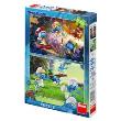 Okładka książki Puzzle 2x66 Smerfy wyprawa DINO