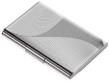 Opakowanie Etui na wizytówki TROIKA Geometric Waves - chromowany metal z designerskim wzorem, na 11 wizytówek