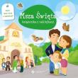 Msza Święta. Książeczka z naklejkami. Autor: Elonore Della Malva. Dadada.pl Okładka książki Msza Święta. Książeczka z naklejkami