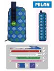 Opakowanie Multipiórnik MILAN owalny z 4 piórnikami AZTEC niebieski