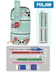 Opakowanie Multipiórnik MILAN owalny z 4 piórnikami PARTY TIME panda zielony