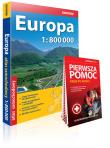 Europa atlas samochodowy 1:800 000 + Pierwsza pomoc - krok po kroku - ilustrowana instrukcja. Autor: praca zbiorowa. Dadada.pl Okładka książki Europa atlas samochodowy 1:800 000 + Pierwsza pomoc - krok po kroku - ilustrowana instrukcja