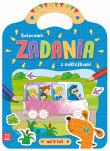 Kolorowe zadania z naklejkami od 5 lat. Autor: Joanna Myjak (ilustr.). Dadada.pl Okładka książki Kolorowe zadania z naklejkami od 5 lat
