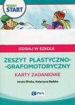 Pewny start Dzisiaj w szkole Zeszyt plastyczno-grafomotoryczny Karty zadaniowe. Autor: Aneta Pliwka, Katarzyna Radzka. Dadada.pl Okładka książki Pewny start Dzisiaj w szkole Zeszyt plastyczno-grafomotoryczny Karty zadaniowe