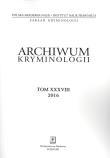 Okładka książki ARCHIWUM KRYMINOLOGII TOM XXXVIII 2016
