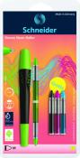 Opakowanie Pióro kulkowe SCHNEIDER Breeze NEON M zielone/czarne + 5 x kartridż blister