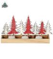 Opakowanie Drewniany Świecznik z Choinkami 28X15 cm
