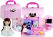 Opakowanie Rozkładany domek w walizce lalka pies dodatki róż